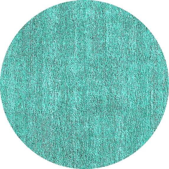 Ahgly Company Indoor Round Oriental Turquoise Blue Industrial Area Rugs, 5' Round