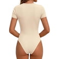 thumbnail image 4 of PRETTYGARDEN Body Suits for Womens Summer Tops Casual Short Sleeve Ribbed Fitted Basic Tee Shirts Spring Fashion Clothes, 4 of 9