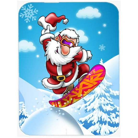 Christmas Santa Claus Snowboarding Mouse Pad, Hot Pad or Trivet