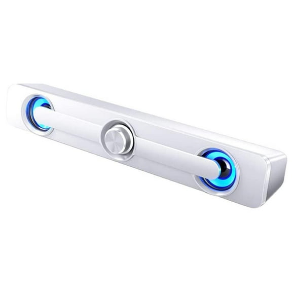 yingyy V-111 Haut-Parleur d'Ordinateur USB Puissant Barre Stéréo Caisson de Basses Basses Haut-Parleur Surround pour PC Portable Téléphone Tablette MP3 MP4 Blanc