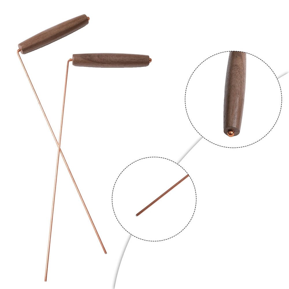 2Pcs Pure Copper Metal Detector Rods for Divination Treasure Hunting Tools