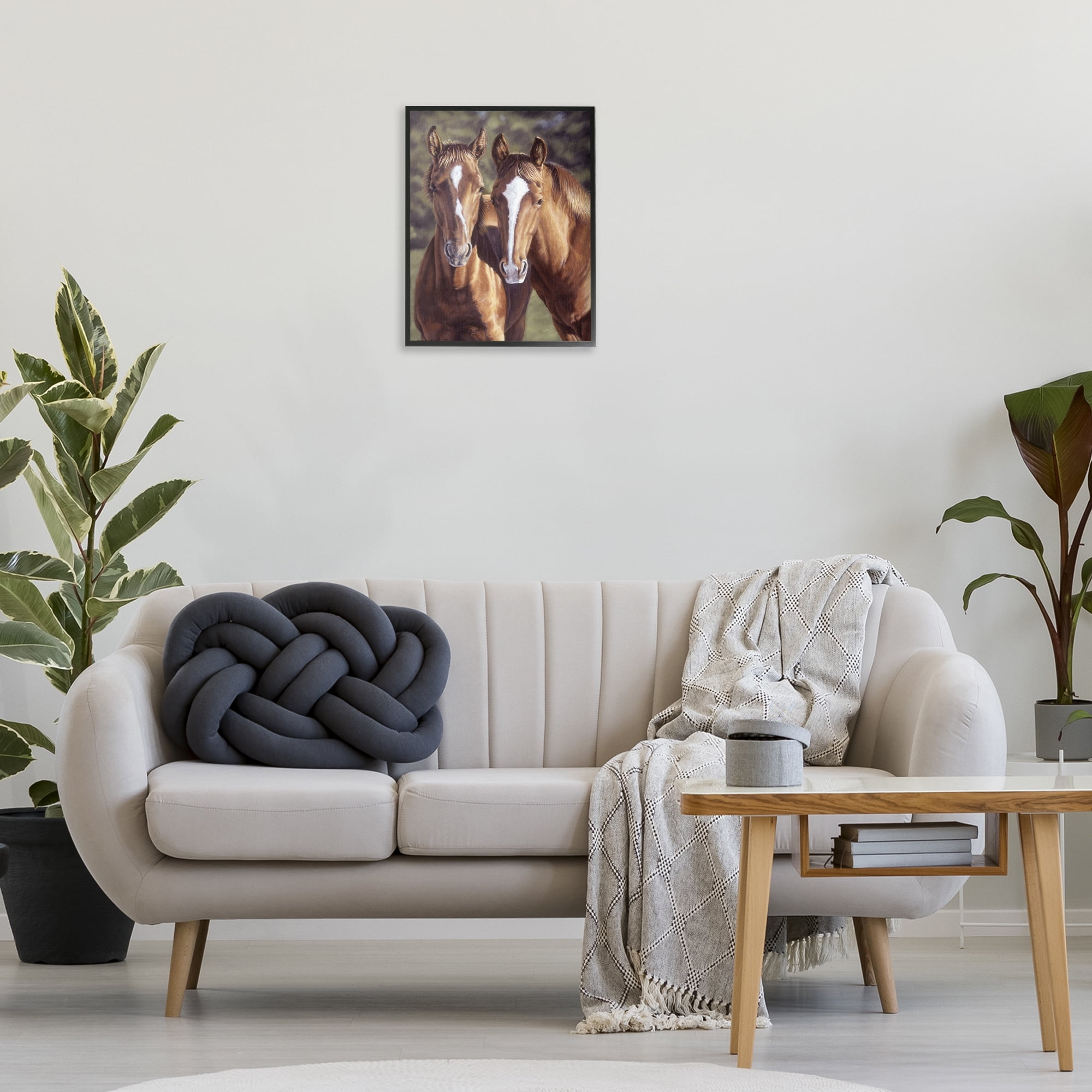 Stupell Industries Brown Horse Pair Animals & Insects Painting Black Framed Art Print Wall Art, 16 x 20