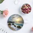 thumbnail image 4 of FMSHPON Ocean Waves Sunrise Beach Pattern Set of 6 Round Coaster for Drinks, Absorbent Ceramic Stone Coasters Cup Mat with Cork Base for Home Kitchen Room Coffee Table Bar Decor, 4 of 6