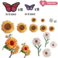 thumbnail image 2 of Parche bordado para planchar para ropa, 35 piezas, juego de parches para planchar con mariposas y girasoles, decoración bonita bordada de gran tamaño, 2 of 5