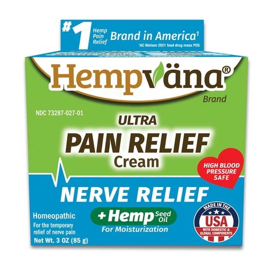 Hempvana Ultra-Strength Nerve Relief Cream, As Seen on TV, Targets Discomfort, Absorbs Quickly 3 Oz Jar