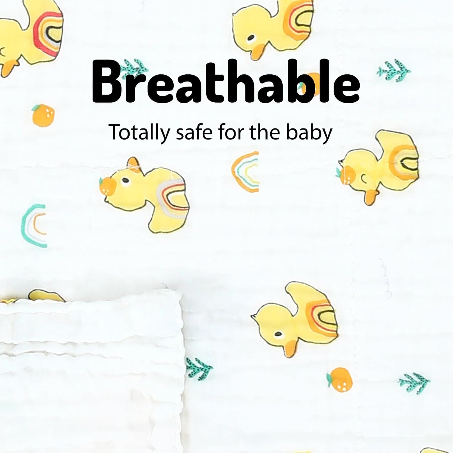 Pio Dino Baby Muslin Bath Towel (Kit w/ 3 units) 41.33" x 39.37'' White/Colorful