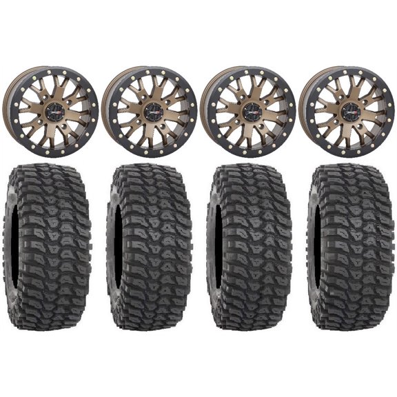 System 3 SB-4 Bronze (4 3) 15" Wheels 35" XCR350 Tires Can-Am Maverick X3 / Honda Pioneer 1000 / Talon
