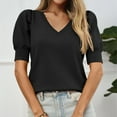thumbnail image 5 of Women's Puff Short Sleeve Sweater Tops Spring Summer Trendy V Neck Casual T Shirts Blouses, 5 of 7