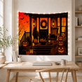 thumbnail image 5 of Dark Wooden Porch Scene with Black Cat and Pumpkins, Spooky Gothic for Halloween Fans, Carved Jack-O'-Lantern Art, Halloween Gift Tapestry Wall Hanging for Bedroom and Living Room, 5 of 7