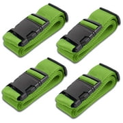 HeroFiber Lime Green Luggage Belts Suitcase Straps Adjustable and Durable, Travel Case Accessories, 4 Pack