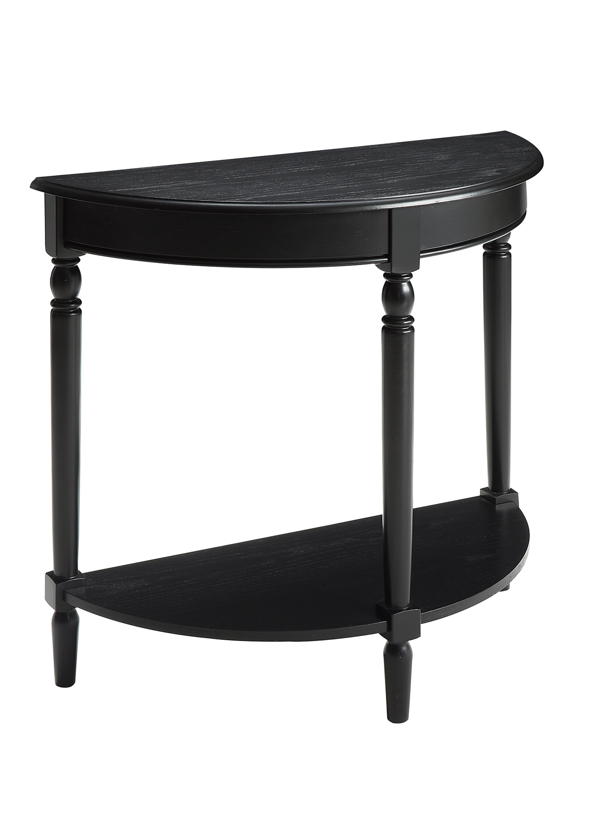 Convenience Concepts French Country Half-Round Entryway Table with Shelf, Black