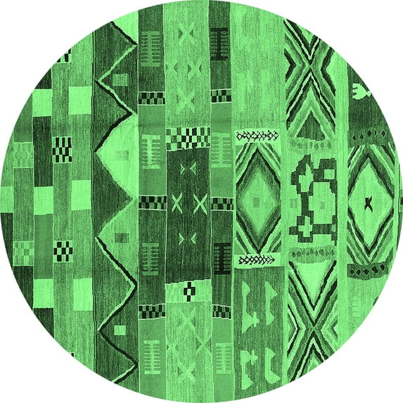 Ahgly Company Indoor Round Oriental Emerald Green Industrial Area Rugs, 3' Round