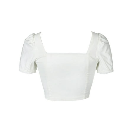 

hirigin Women Square Neck Puff Sleeve Wrap Bustier Open Back Blouses