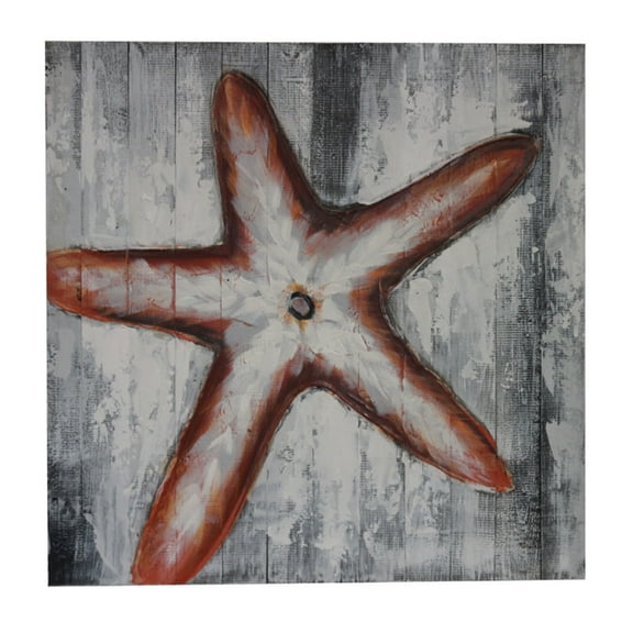 Zeckos 24 inch Square Starfish Design Oil Painting On Stretched Canvas