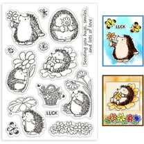 Hedgehog Clear Stamps Flowers Silicone Clear Stamp Seals Animal Transparent Stamps for DIY Scrapbooking Cards Making Photo Album Journal Home Decoration for DIY