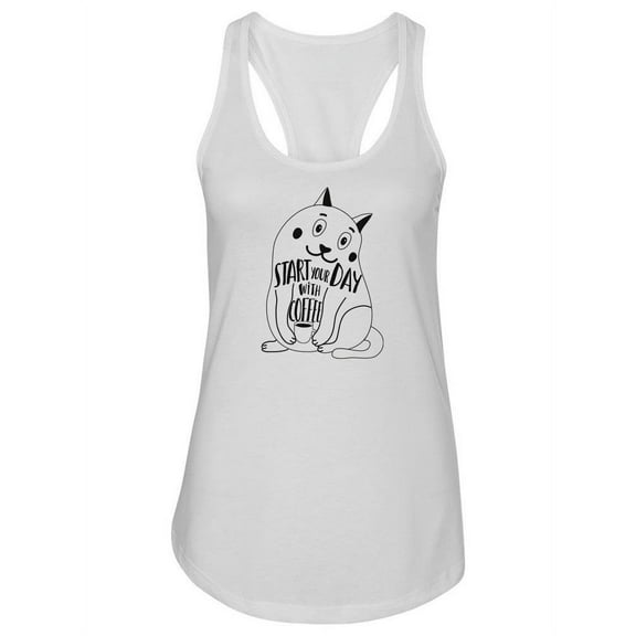 Cat With Coffee Quote. Tank Women -Image by Shutterstock, Female x-Small