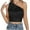 Black, variant on Dealovy Satin Crop Tops for Women 1 Shoulder Sleeveless Cute Tops Shirts Asymmetrical Neck Going out Tops