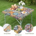 thumbnail image 4 of Multicolor Ethnic Floral Pattern Square Fitted Tablecloth with Elastic Edge,Square Table Cover,Washable Elastic Table Cover for Home Kitchen Party Decor 34"x34", 4 of 6