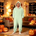 thumbnail image 3 of FAHXNVB Men's Hooded Onesie Pajamas Lightweight Fuzzy Fleece Zip Up Jumpsuit Long Sleeve Lounge One Piece Pjs with Pocket S-XXL, 3 of 7