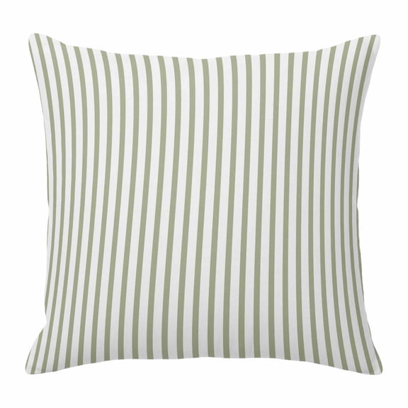 Throw Pillow Covers, Sage Green Vertical Striped Decorative Throw Pillow Covers 20x20 Inch, Farmhouse Thin Line Stripes Square Linen Pillow Cases for Couch/Living Room/Sofa