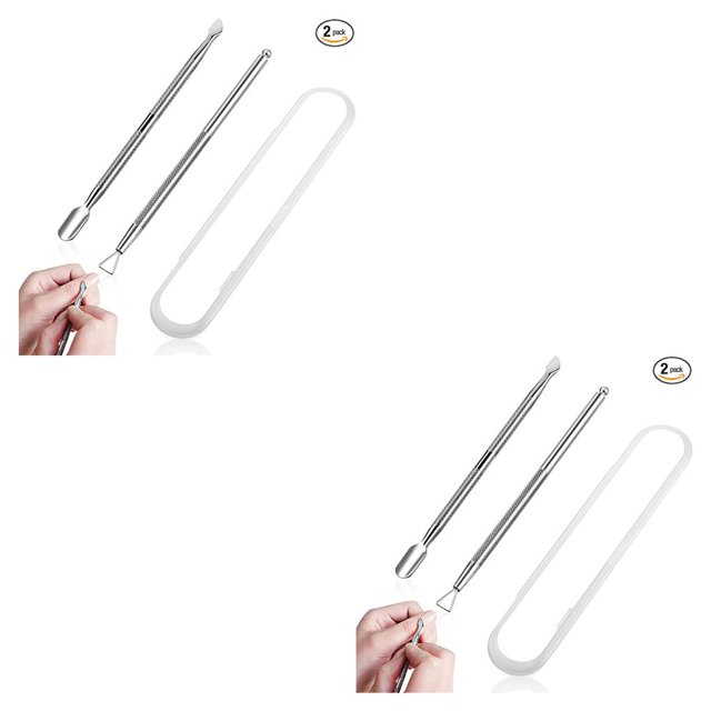 Wisewang 2Pcs Dead-skin Remover Kit Stainless Cuticle Pusher Comfortable Tools Set 2Set