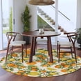 thumbnail image 3 of Orange Lemons Round Area Rug 8Ft Washable Large Circle Rugs for Living Room Dorm, Summer Botanical Farmhouse Vintage Art Rustic Non-Slip Carpet Floor Mats Indoor Outdoor Carpet Runner Home Decor, 3 of 8