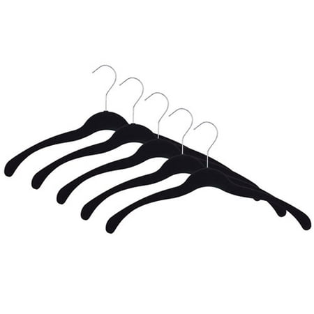 Rubbermaid Black Flocked Female Velvet Soft Micro-Fiber Hanger,5 pk