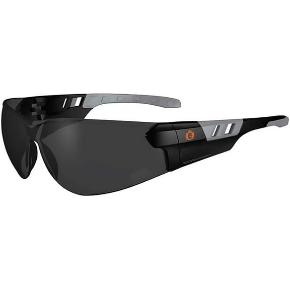 Skullerz Saga Frameless Safety Glasses, Matte Black Nylon Impact Frame, Smoke Polycarbonate Lens