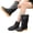 Black straight, variant on Waterproof PU Leather Slipper Socks for Women and Men Winter Warm Thick Fleece Lined Thermal Casual Home Carpet Socks