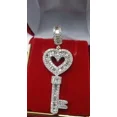 thumbnail image 2 of Forever Jewels 3Ct Round Moissanite Womens Key Pendant Necklace 14K White Gold Plated, 2 of 6