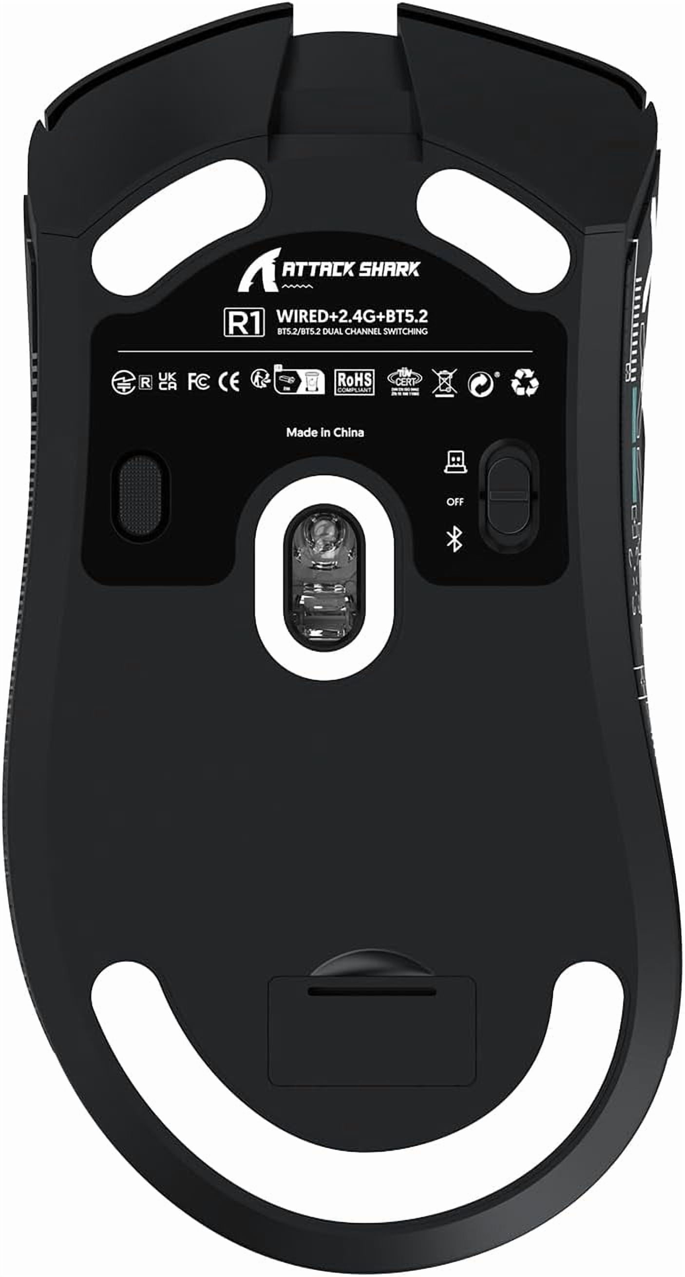 ATTACK SHARK R1 SUPERLIGHT Mouse with Tape, PixArt PAW3311 Gaming Sensor, BT/2.4G Wireless/Wired Gaming Mouse, 6 Adjustable DPI up to 18000, 65 Hrs Battery, Office Mice for Win11/Xbox/PS/Mac