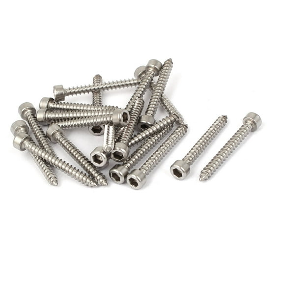 Uxcell M3.5x30mm Stainless Steel Hex Socket Cap Head Self Tapping Screws (20-pack)