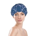 thumbnail image 3 of YFYANG Women's Double Waterproof Shower Cap, Blue-Violet Line Art Reusable Hair Cap for All Hair Styles and Head Sizes, 3 of 9