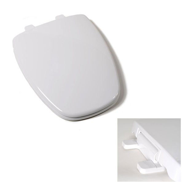 Deluxe Premium Plastic Square SlowClose White Elongated Toilet Seat