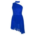 thumbnail image 3 of TTAO Girls' Lyrical Ballet Dance Dress One Shoulder Latin Jazz Ice Skating High-Low Tutu Skirt Blue 10, 3 of 5