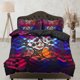 thumbnail image 1 of Colorful Skulls Negro Funda Nórdica Juego Colcha, Dormitorio Ropa de cama con funda de almohada, 1 of 4
