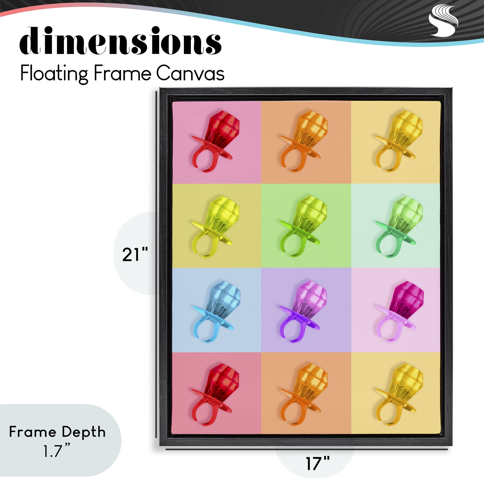 Stupell Industries Candy Gem Pop Grid Black Framed Floater Canvas Wall Art, design by LISH Creative