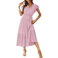 thumbnail image 1 of Vestido PRETTYGARDEN Floral Boho Cruzado con Cinturón Rosa M, 1 of 6