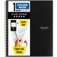 thumbnail image 3 of (2 pack) Five Star 1 Subject College Ruled Notebook Plus Study App, 8.5" x 11", Black, Poly, Spiral, 100 Sheets, 3 of 9