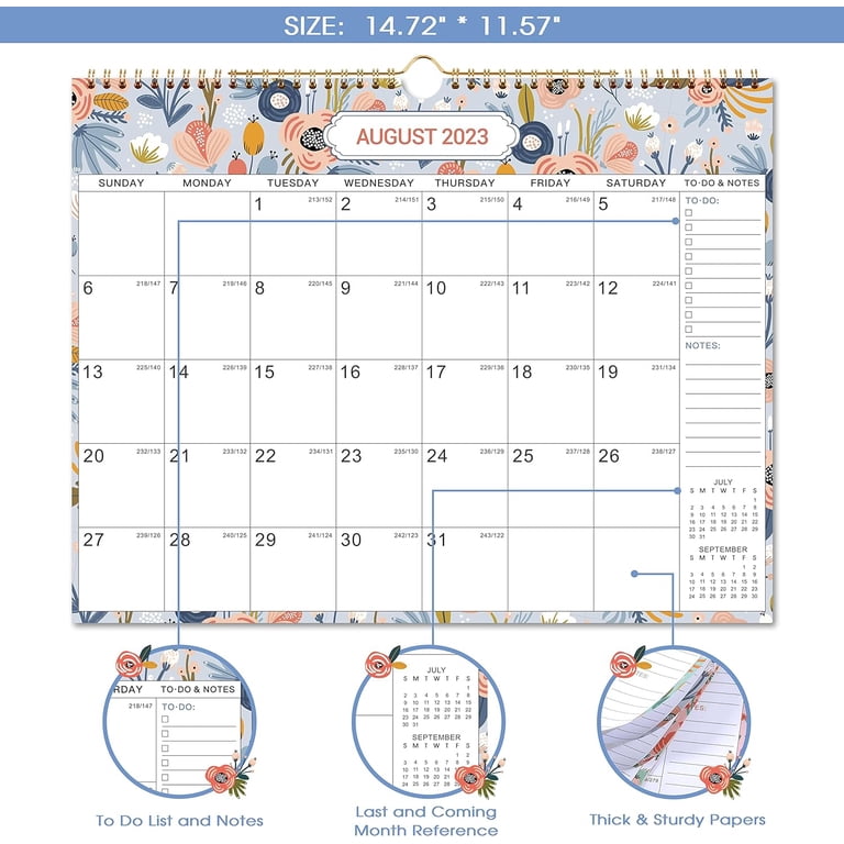 2024 Wall Calendar - July 2023 to December 2024, 14.8" x 11.4" Monthly Wall  Calendar with Julian Date, Calendar 2024 with Thick Paper, Twin-Wire  Binding - Walmart.com