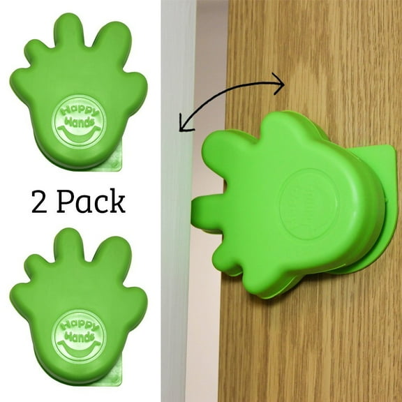 Happy Hands Anti Slam Child Door Safety Finger Trap Stoppers - 2 Pack … (Green)