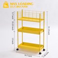 thumbnail image 5 of KINGRACK Slim Storage Cart,3-Tier Metal Utility Rolling Cart with Wheels, Slide Out Storage Cart, Art Craft Storage Organizer Cart for Livingroom Bathroom Bedroom Office Narrow Place Yellow, 5 of 8