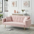 thumbnail image 2 of DECMAY 71.7 - inch Pink Teddy Fleece Sofa Bed with Two Complimentary Throw Pillows, 2 of 9