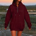 thumbnail image 2 of Godom Quarter Zip Womens Hoodies Drawstring Hooded Sweatshirts for Woman with Pocket Fashion Sweatshirt, 2 of 6