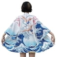 thumbnail image 3 of Men's Kimono Cardigan Jacket Japanese Style Flying Crane Seven Sleeves Open Front Coat, 3 of 7