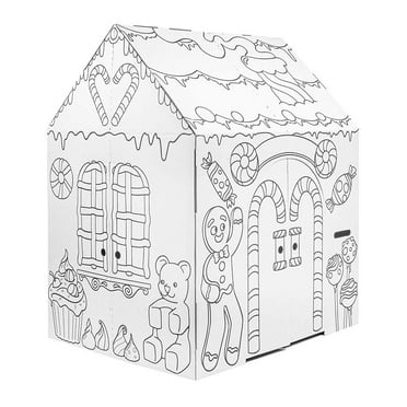 Easy Playhouse BIG KIT - Gingerbread Arts & Crafts Cardboard Play House for Kids 3 and up - EASY to assemble