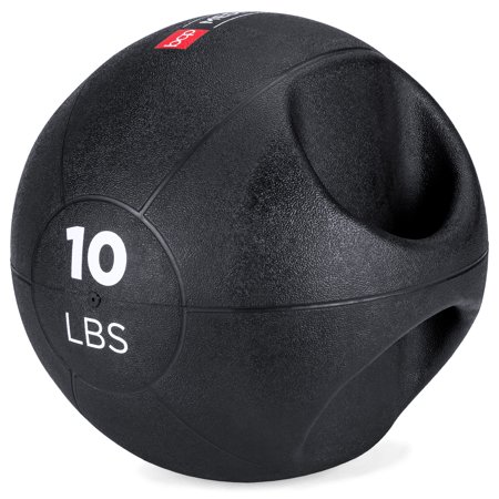 Best Choice Products 10lb Double-Grip Weighted Medicine Ball Exercise Equipment for Strength Balance Fitness Core Workout Training w/ Handles - (Best Workout For Love Handles Fast)