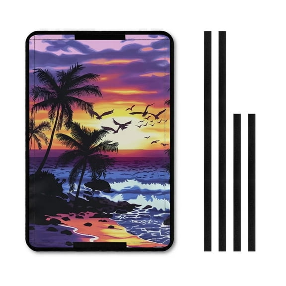 XYZCANDO Tropical Palm Tree Sunset RV Door Window Shade Foldable RV Window Covers for Inside Camper RV Window Cover Easy to Install 26'' X 17'' RV Sun Shade Hawaiian Camper Accessories Purple