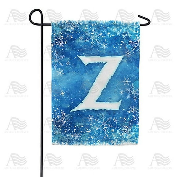 America Forever Winter Monogram Letter Z Garden Flag Vertical Double Sided 12.5 x 18 inches Snowy Winter Holiday Seasonal Flags for Outdoor, Yard, Porch Decoration, Blue Background, Snowflake Flag