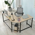 thumbnail image 6 of Irene Inevent L-shaped Corner Table Wooden Computer Work Desk Space-Saving Study Writing Workstation for Home Office, Beige/Black, 6 of 10
